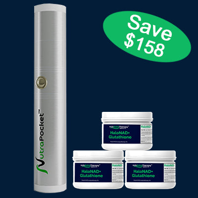 NutraPocket™ <br>Device <B>$549</b> <BR>NAD+ and Glutathione $329 (3 months supply)