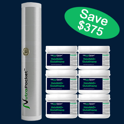 NutraPocket™ <br>Device <b>$499</B> <br>NAD+ and Glutathione $499 (6 months supply)